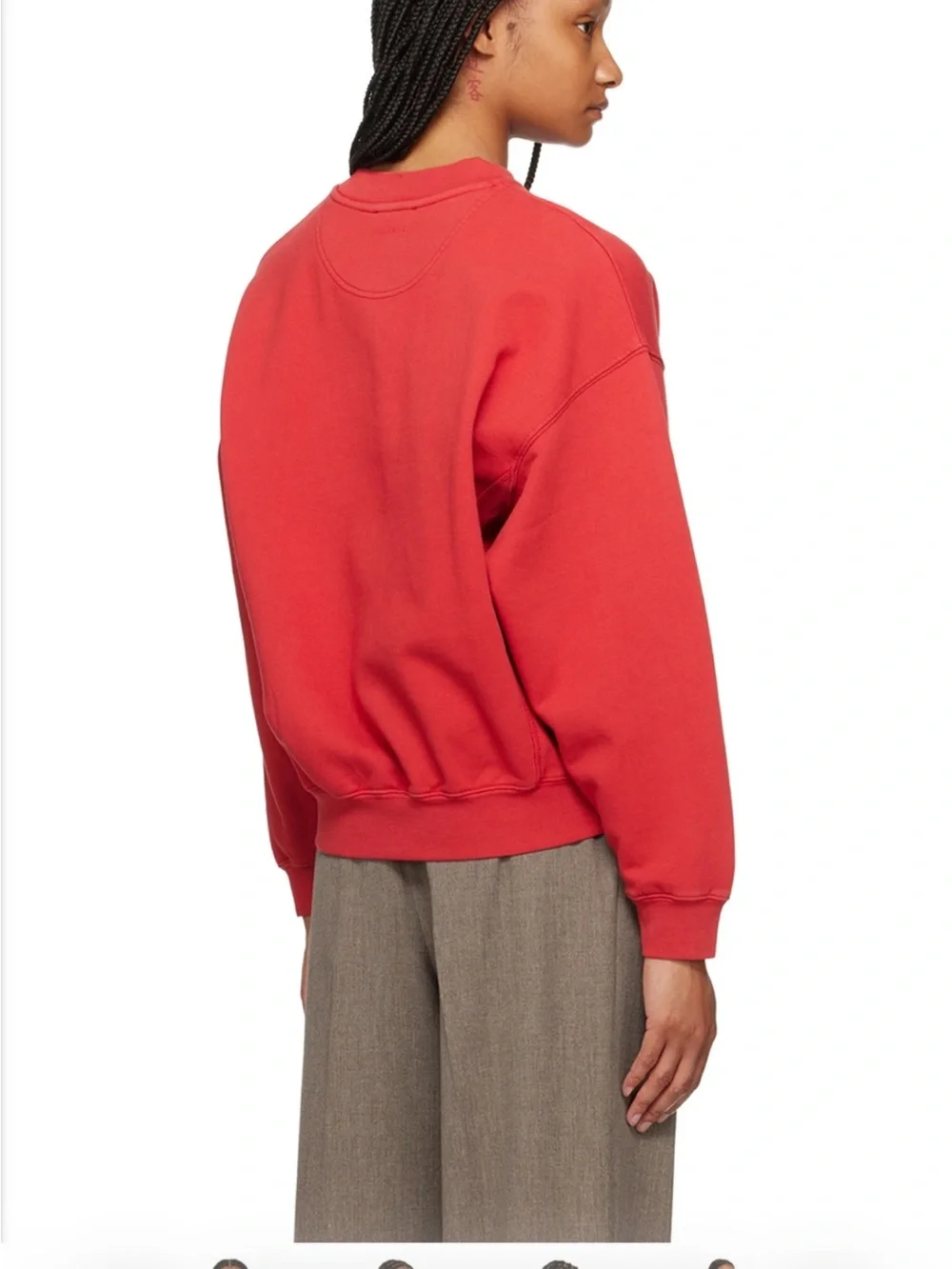Anine Bing Jaci Red Organic Cotton Crewneck Logo Sweatshirt Sz M